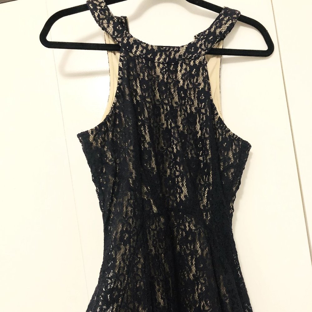 Bleuh Ciel Navy Blue & Nude Lace Dress